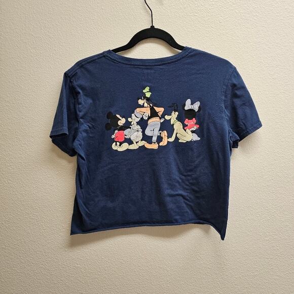 Disney Dual Sided Mickey and Friends Cropped Blue T-shirt Size Large - Picture 5 of 6